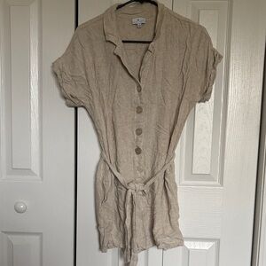 True Craft Beige Button-Up Romper